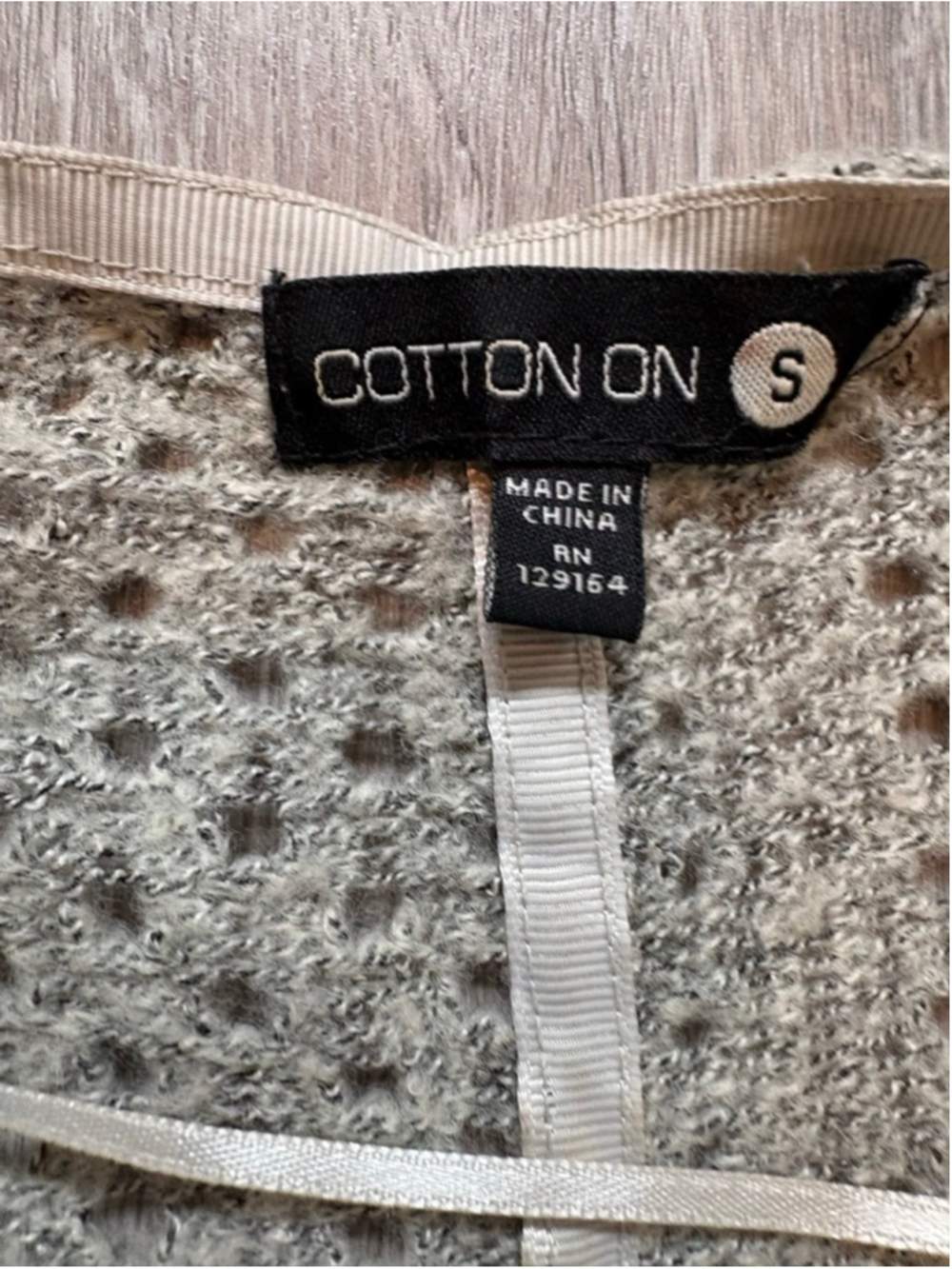 Cotton On Open Knit Cocoon Cardigan Sweater Grey/Beige Boho Size S - Picture 12 of 13